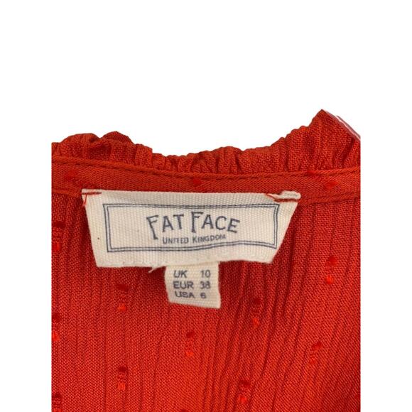 Fat Face Blouse Top Orange Boho Prairie Swiss Dot Size 6 - Picture 9 of 11